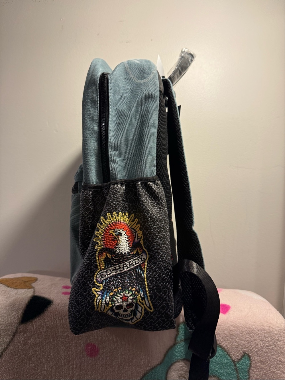 Ed Hardy Backpack Denim Death Before Dishonor NWT - Picture 7 of 12